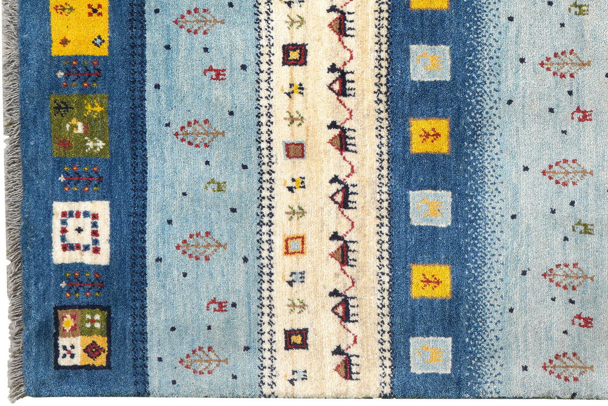TEPPICH Rizbaf Blau 199/152 cm Schurwolle - Blau, Textil (152/199cm) - Looma