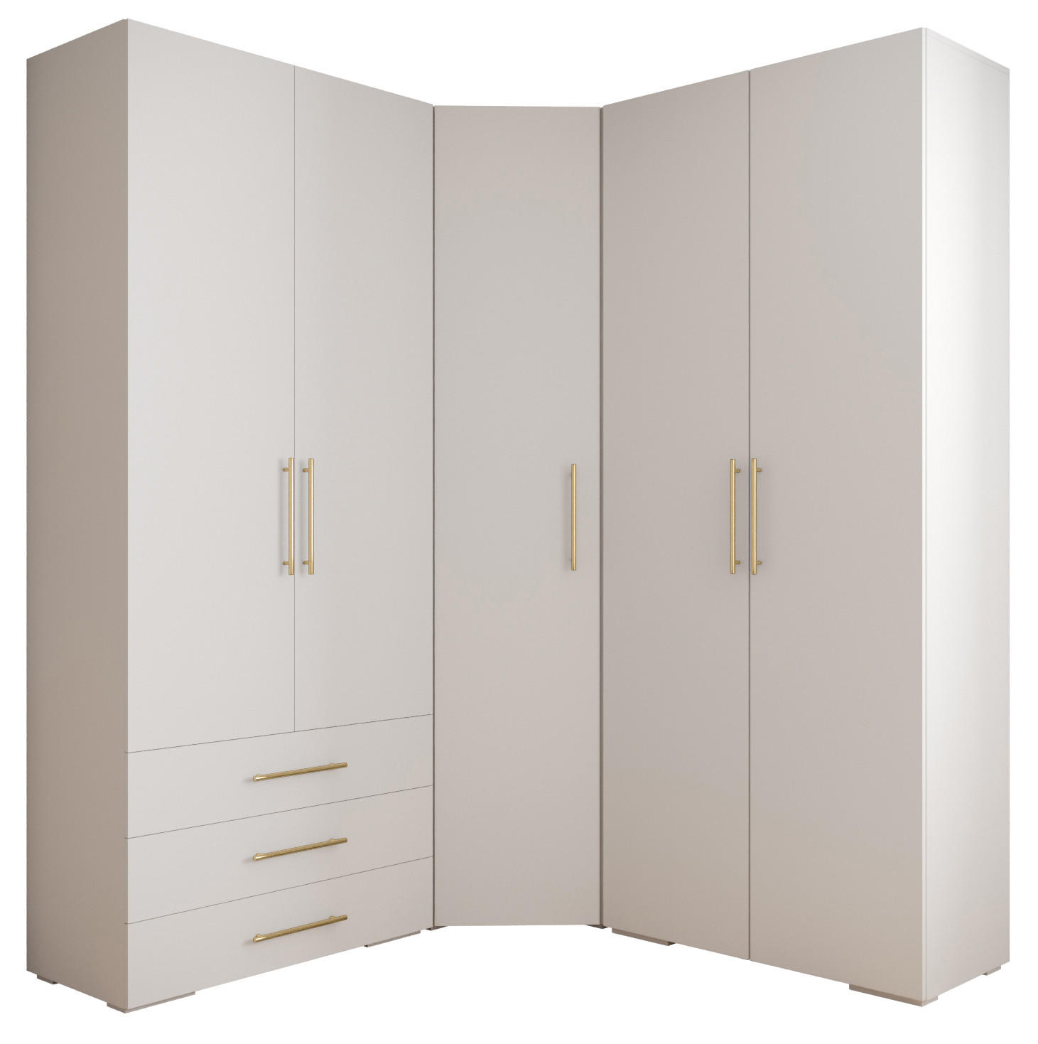 GARDEROBEN-SET 236,7/181,7/47 - Goldfarben/Weiß, Holz/Kunststoff (181.7/236.7/47cm) - Abiks Möbel