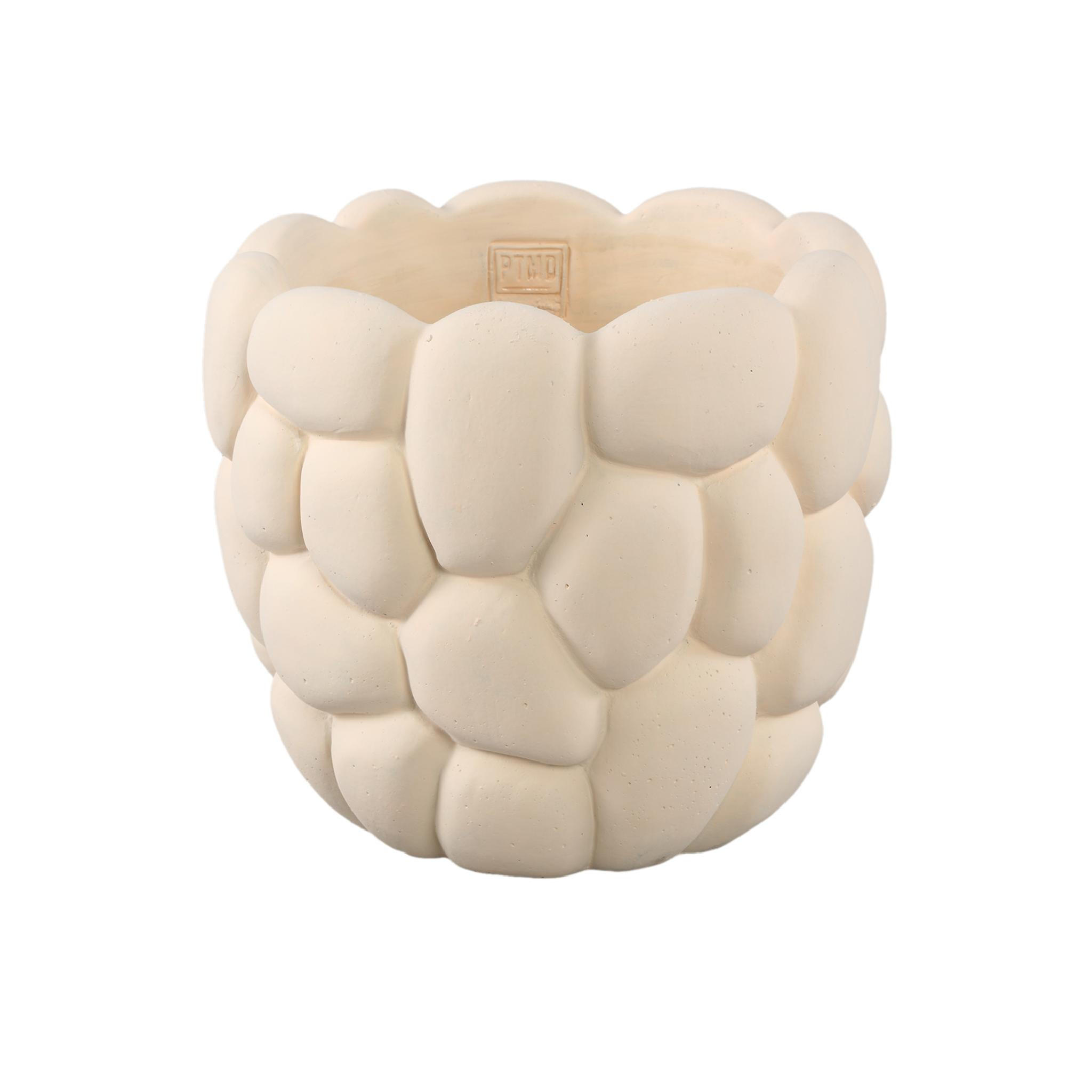 TOPF Mikay Weiß 25/25/22cm - Weiß, Stein (22cm) - PTMD Collection