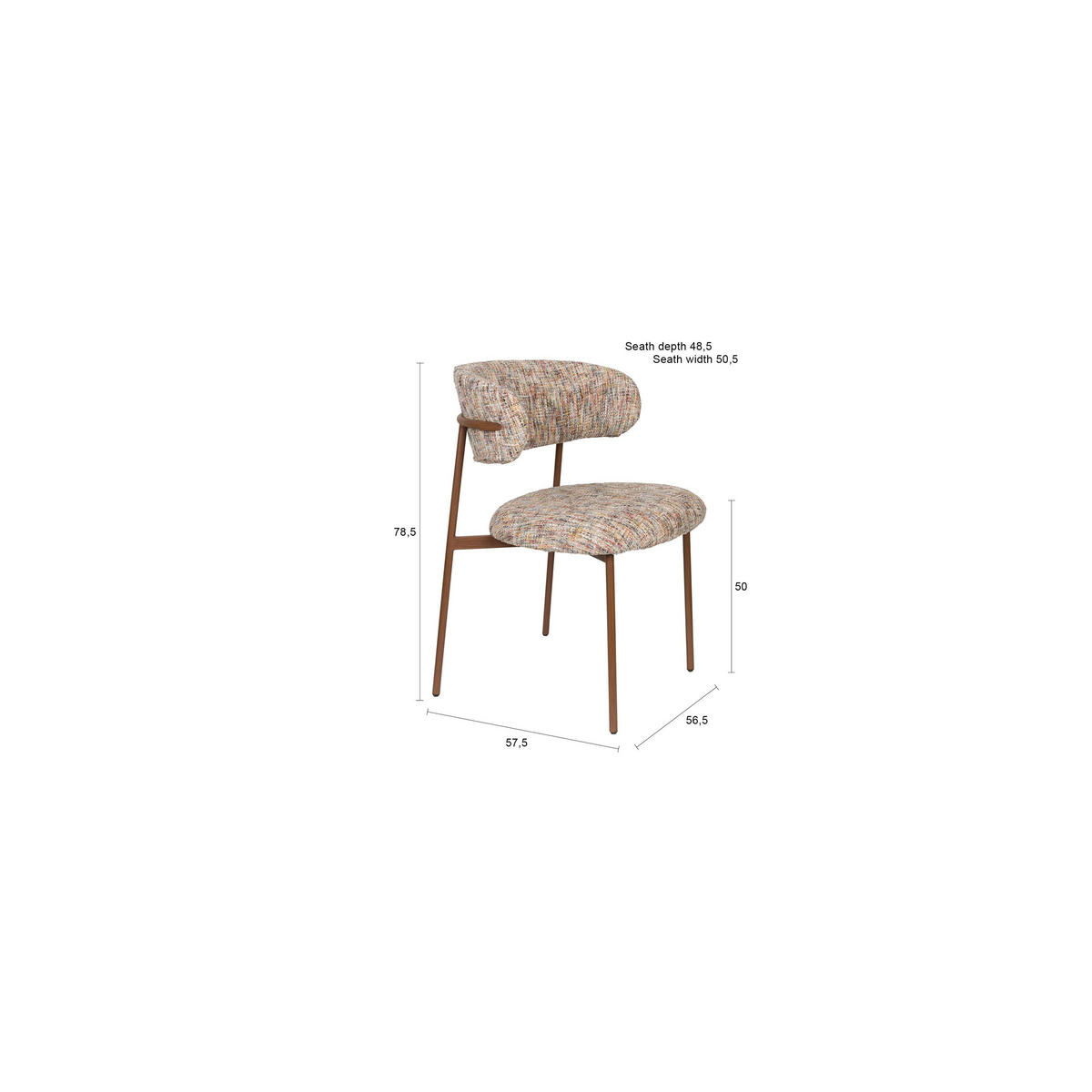ESSZIMMERSTUHL Claes Mehrfarbig - 2 er Set - Beige, Textil (56.5/78.5/57.5cm) - Housecraft Living