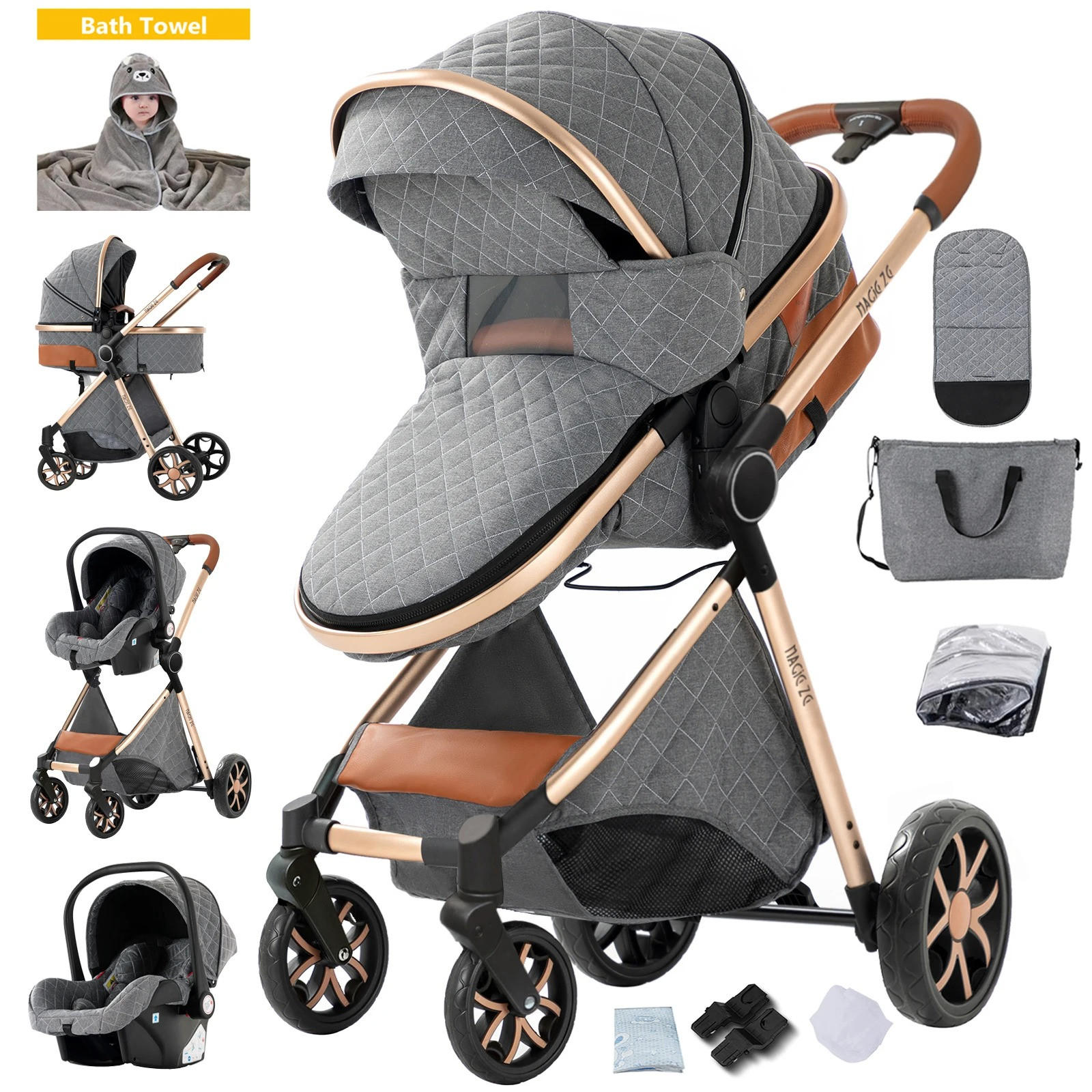 KINDERWAGENSET YV9-GRAU - Grau, Metall (80/60cm) - Kaket