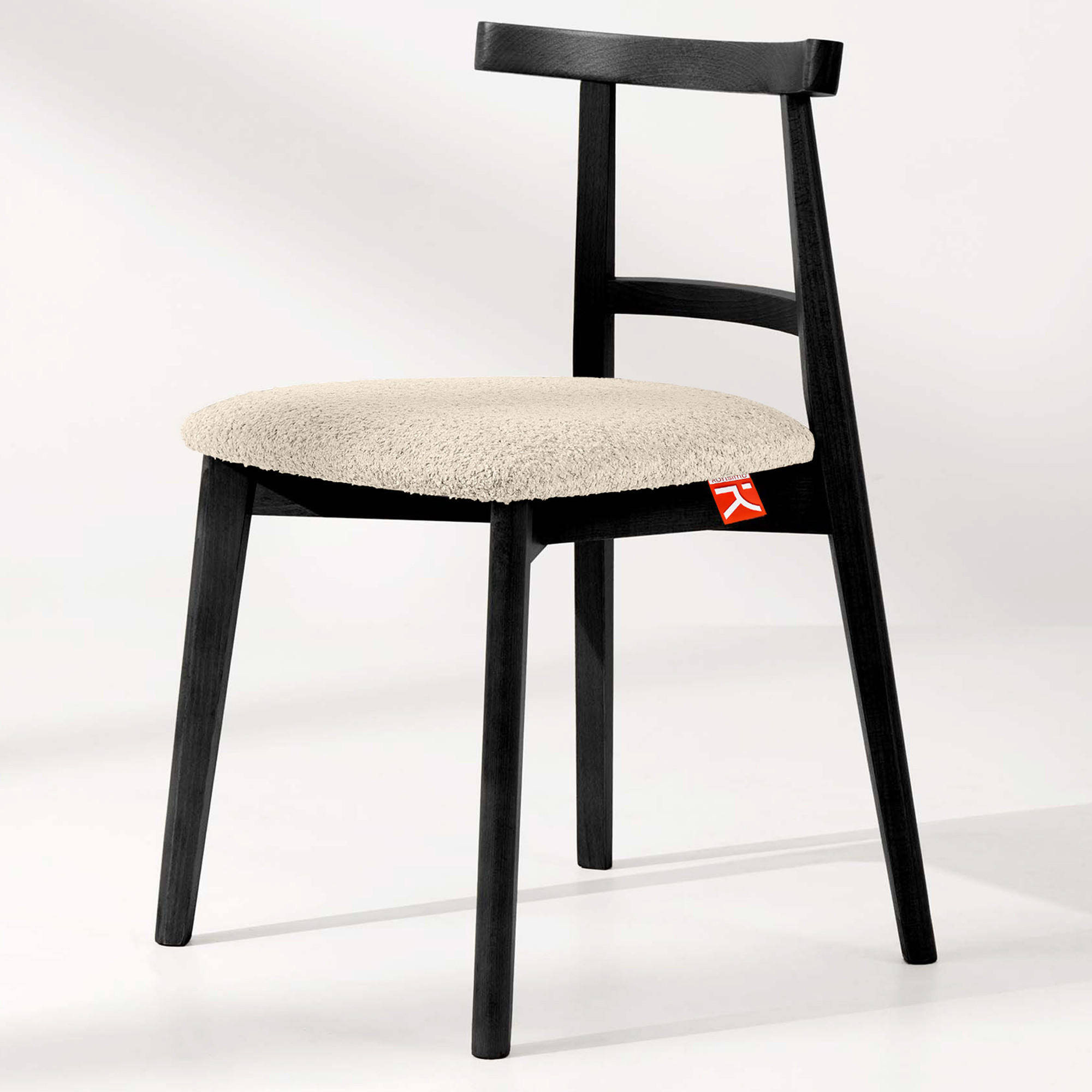 HOLZSTUHL LILIO Esstischstühle, 2-er Set, Bouclé - Creme/Schwarz, Holz/Textil (47/76.5/45cm) - KONSIMO®