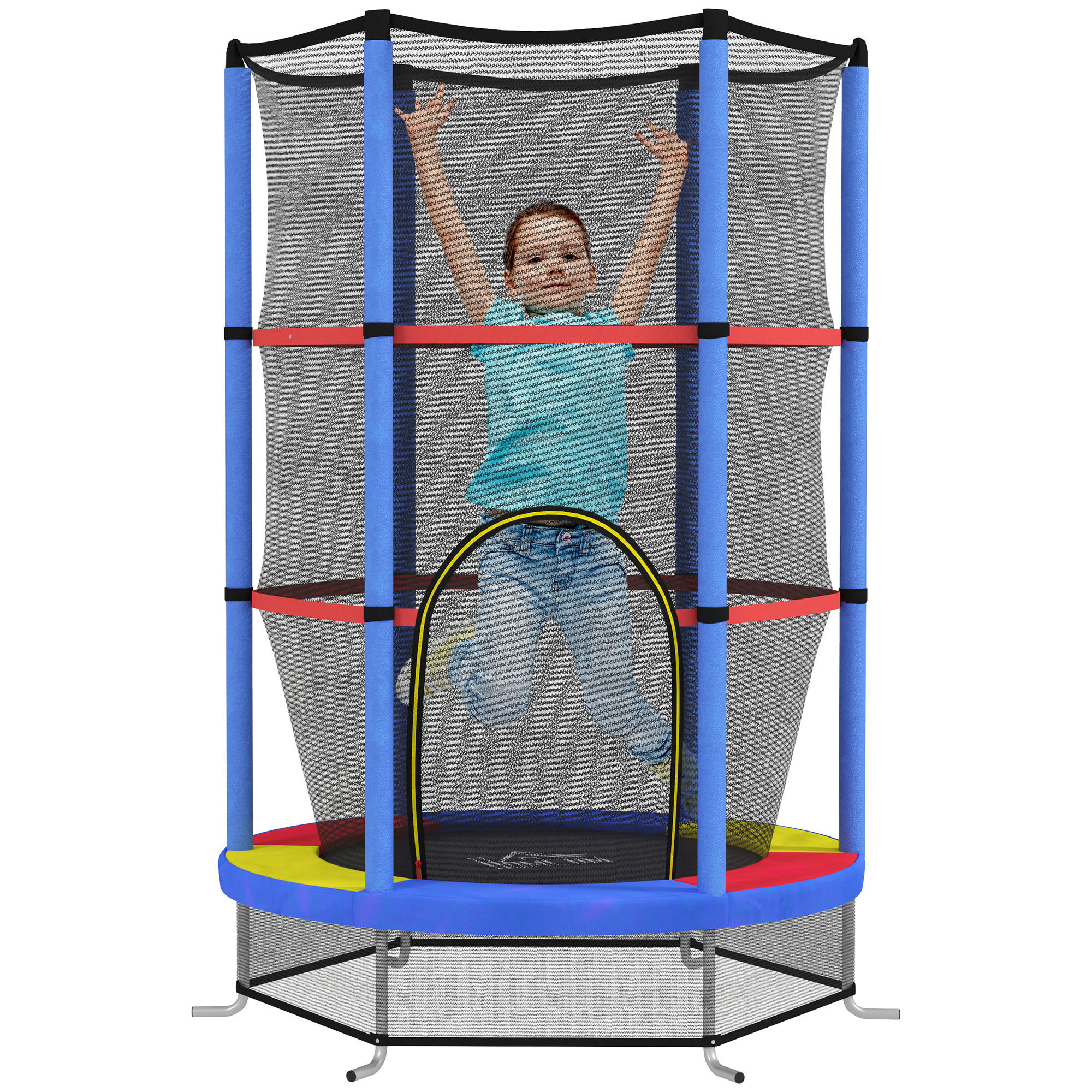 KINDER TRAMPOLIN, Mehrfarbig, Stahl, Kunststoff - Blau, Metall (140/140cm) - HOMCOM