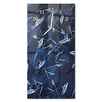 WANDUHR 30x60 cm - Berge Gras - Blau, Glas (30/60/0.4cm) - TULUP