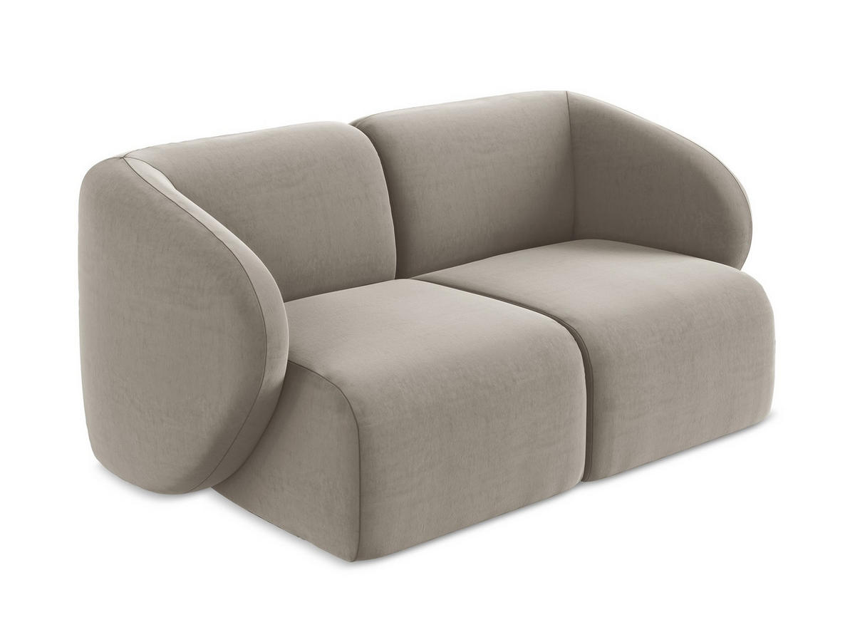 2-SITZER-SOFA Samt Stoff Grau - Taupe/Schwarz, Holzwerkstoff/Kunststoff (174/75/94cm) - Makamii