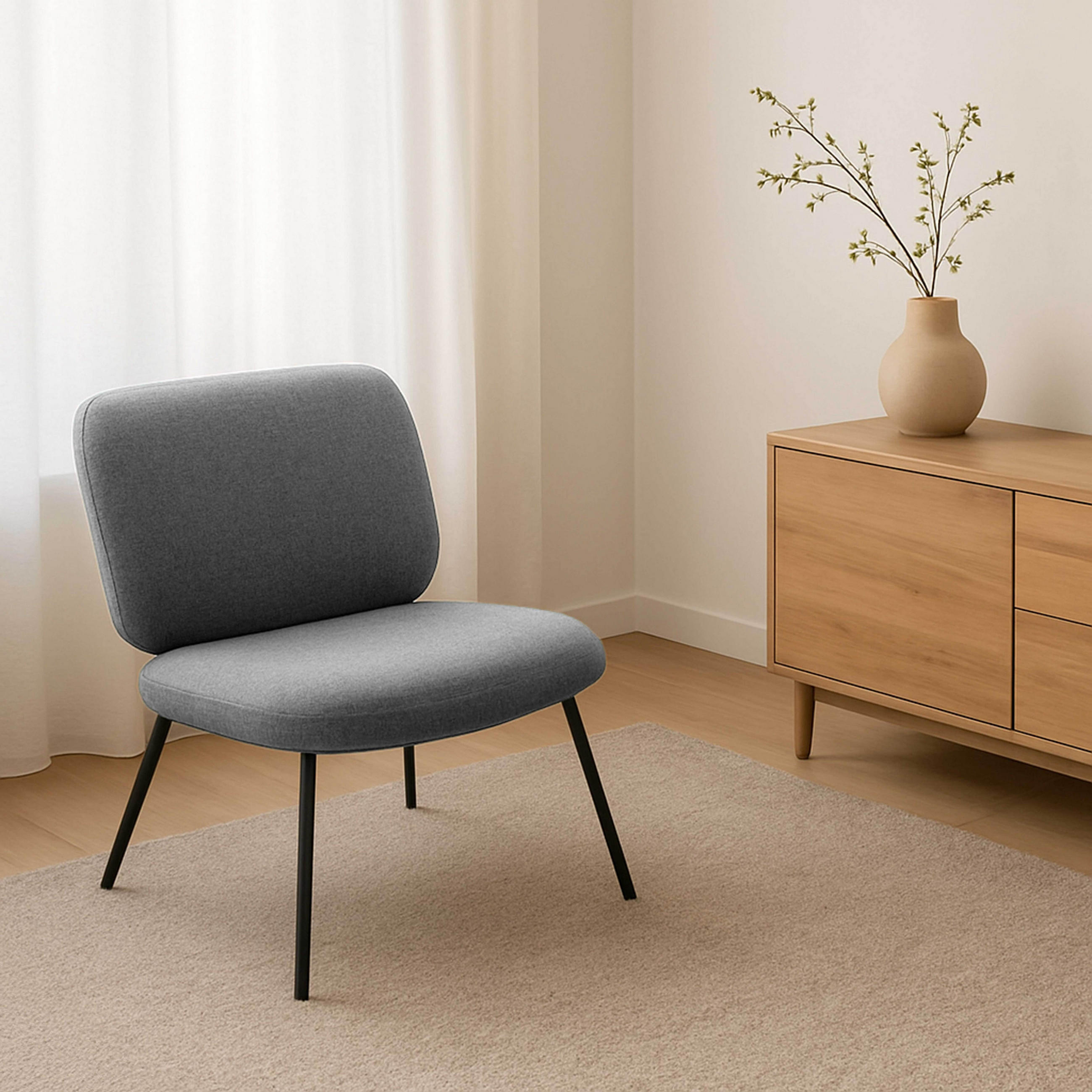 RELAXSESSEL 2-tlg., Grau - Grau, Textil (65/75/73cm) - Oviala