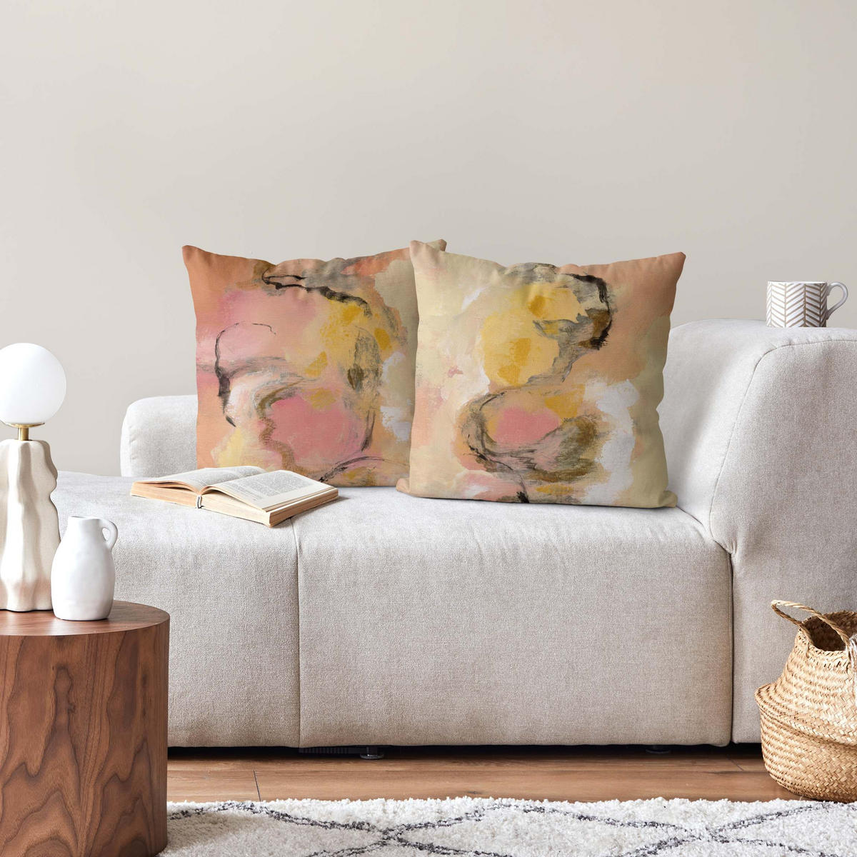 DEKOKISSEN 2er-Set Pfingstrosen-Aroma Duo 50/50 cm - Rosa, Textil (50/50cm) - Bilderwelten