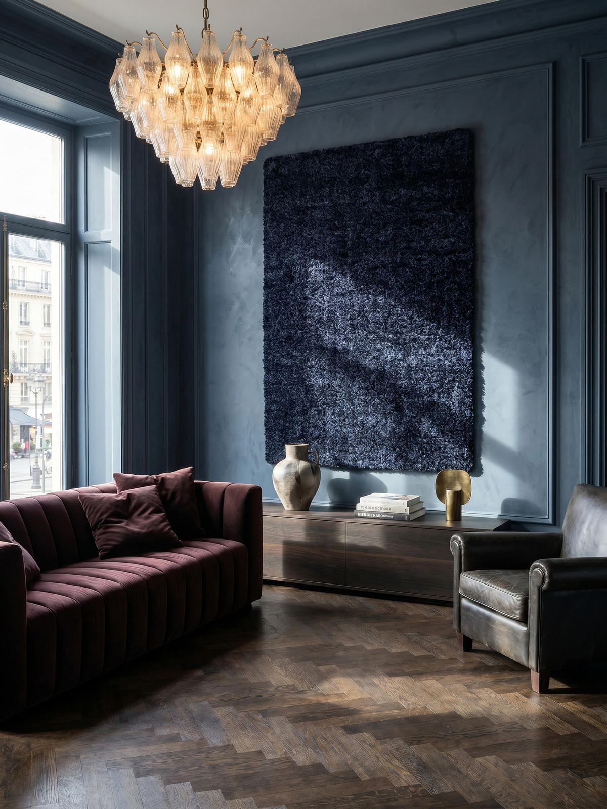 TEPPICH Hochflor Unifarben Polypropylen Wohnzimmer Shaggy Marineblau Rechteckig 240x340 - Blau, Textil (340/240cm) - KADIMA DESIGN