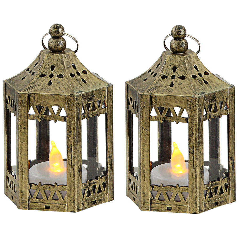 LED TISCHLEUCHTE Laterne altgold warmweiß - Goldfarben, Kunststoff (6.2/6.2/11cm)