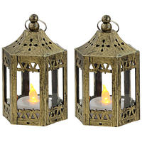 LED TISCHLEUCHTE Laterne altgold warmweiß - Goldfarben, Kunststoff (6.2/6.2/11cm)