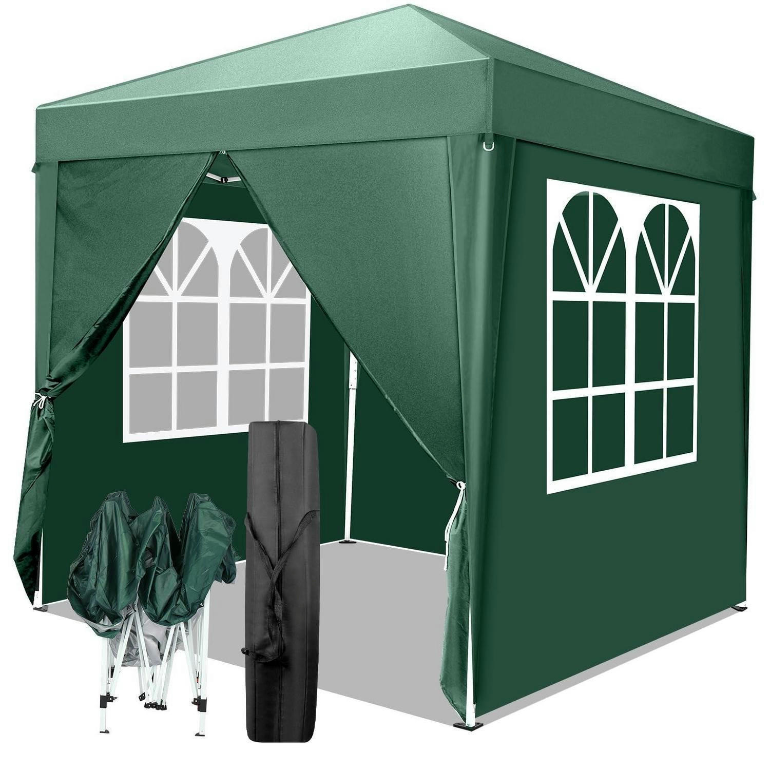 FALTPAVILLON 2 x 2 m Grün UV-Schutz 50+ Wasserdicht Höhenverstellbar mit 4 Seitenteilen - Grün, Textil (200/255/200cm)