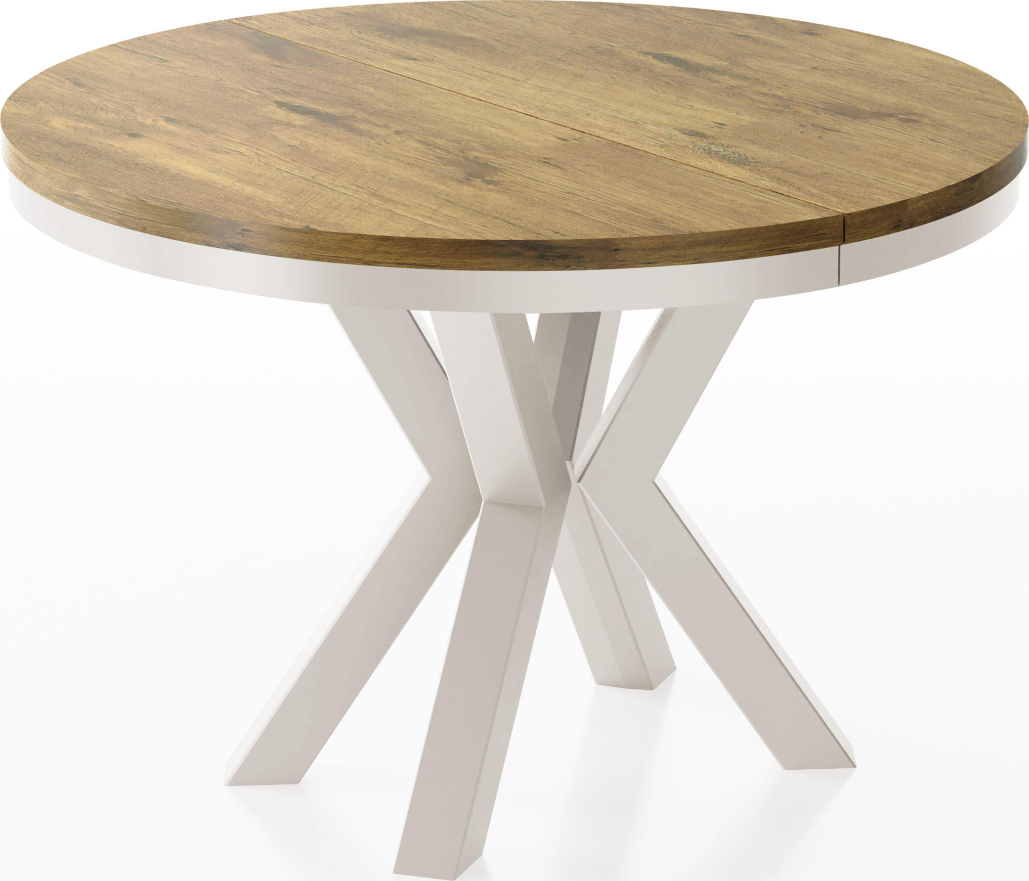 ESSTISCH Clara Beige Cashmere runder ausziehbarer, Lancelot Eiche 100-180/100/76 cm - Kaschmir/Eichefarben, Holzwerkstoff/Metall (100/100/76cm) - WFL GROUP