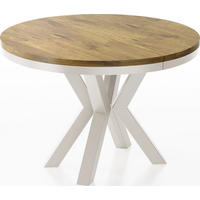 ESSTISCH Clara Beige Cashmere runder ausziehbarer, Lancelot Eiche 120-200/120/76 cm - Kaschmir/Eichefarben, Holzwerkstoff/Metall (120/120/76cm) - WFL GROUP