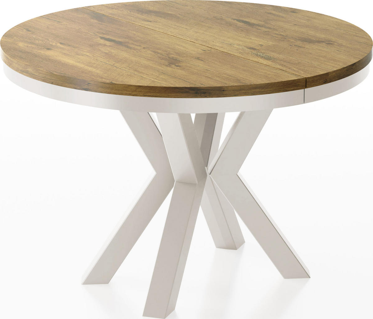 ESSTISCH Clara Beige Cashmere runder ausziehbarer, Lancelot Eiche 120-200/120/76 cm - Kaschmir/Eichefarben, Holzwerkstoff/Metall (120/120/76cm) - WFL GROUP