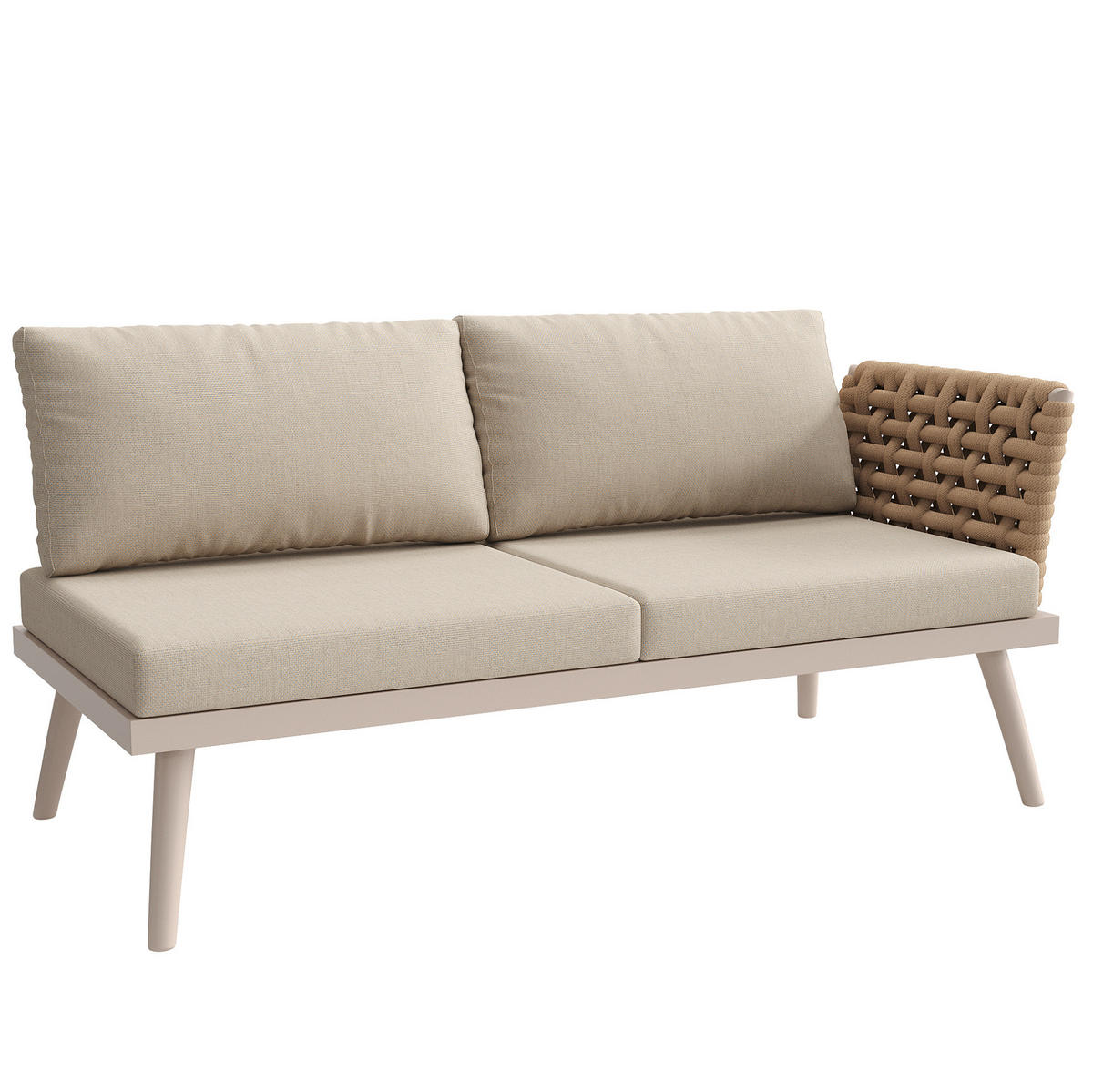 LOUNGEGARNITUR aus Eisen 200x73x76.5cm Beige mit 8 cm Polstern - Beige, Metall - Modfu