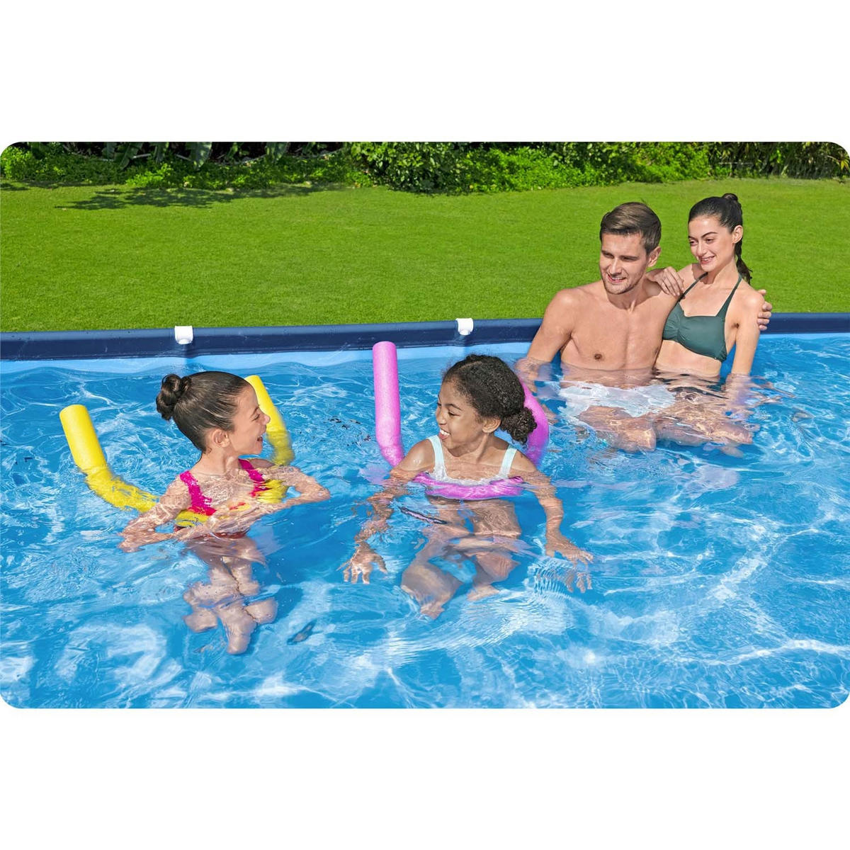 POOL Steel Pro Frame Pool Dunkelblau Rechteckig 400x211x81 cm Aufstellpool, Gartenpool, Familienpool, Swimmingpool, Rechteckpool, Sommerpool - Blau, Kunststoff (211/81/400cm) - Bestway