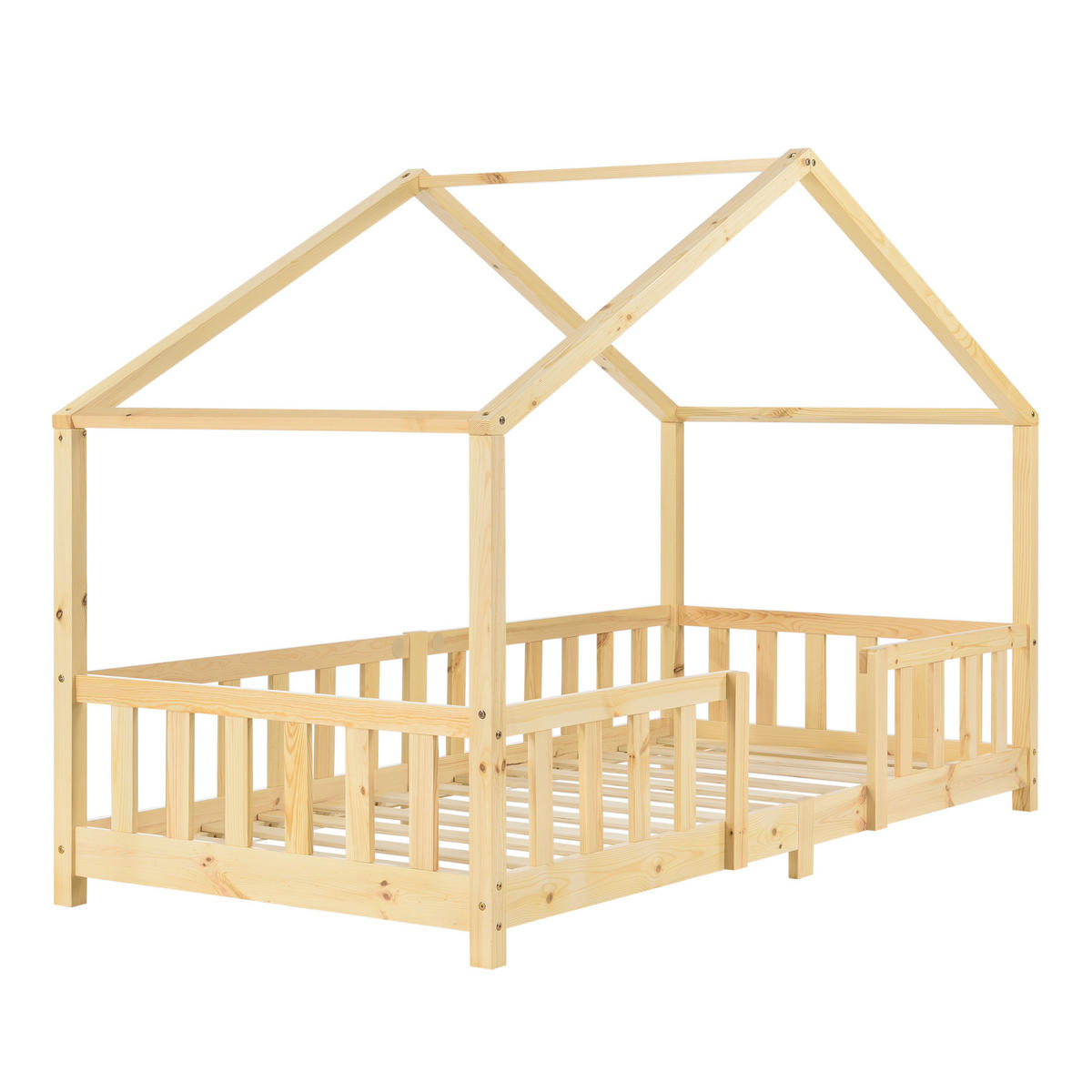 HAUSBETT Treviolo - Naturfarben, Holz (90/200cm) - [en.casa]