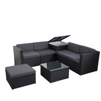 POLY-RATTAN-GARNITUR STAUFACH Anthrazit - Anthrazit, Kunststoff - MCW