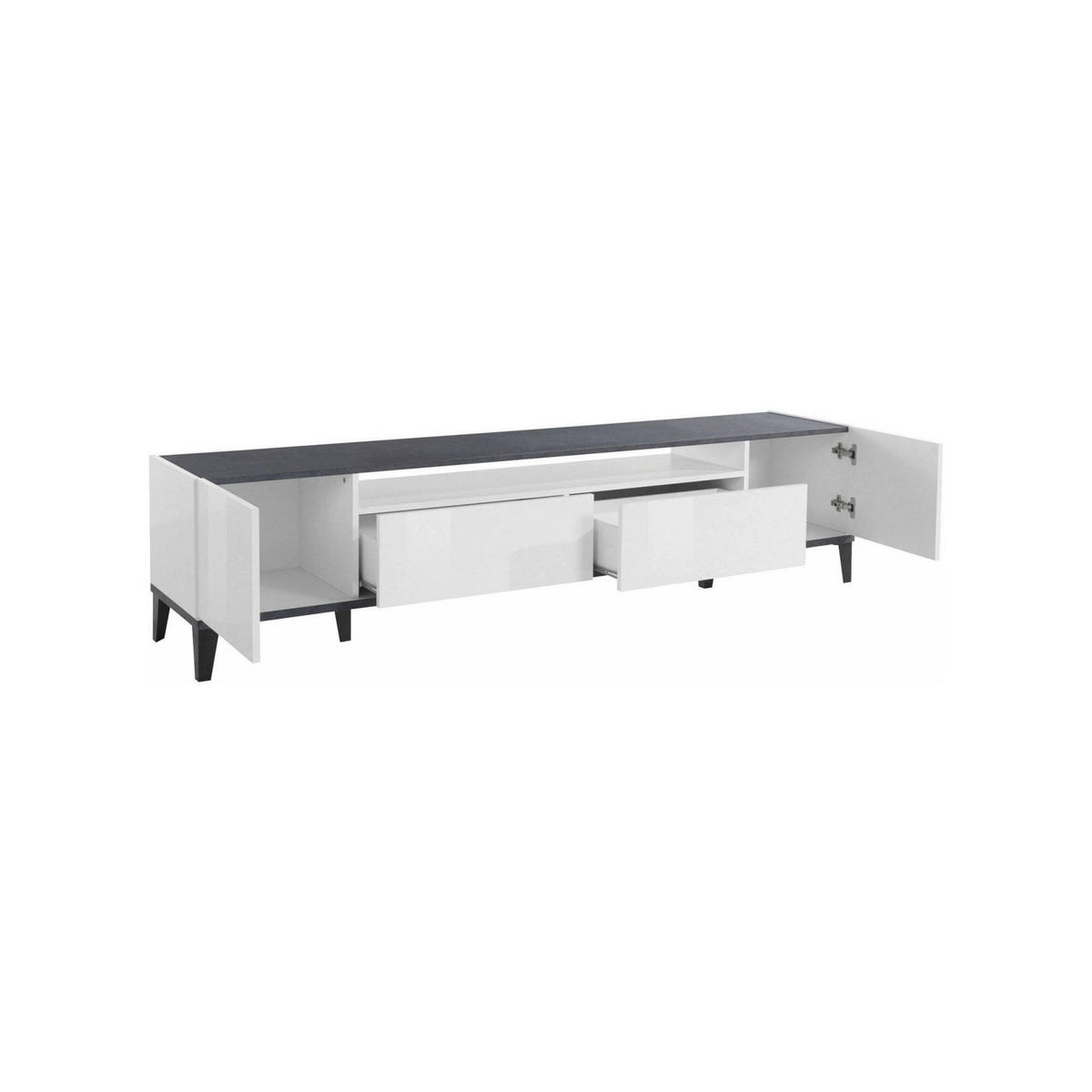 FERNSEHSCHRANK Glänzendes Weiß, Schiefer 40/200/47 cm - Schieferfarben/Weiß, Holzwerkstoff (200/47/40cm) - DMORA