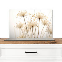 SPRITZSCHUTZ KÜCHE Blumen - Weiß - Sonnenlicht 70x50 cm - Ecru, Metall (70/0.3/50cm) - MuchoWow