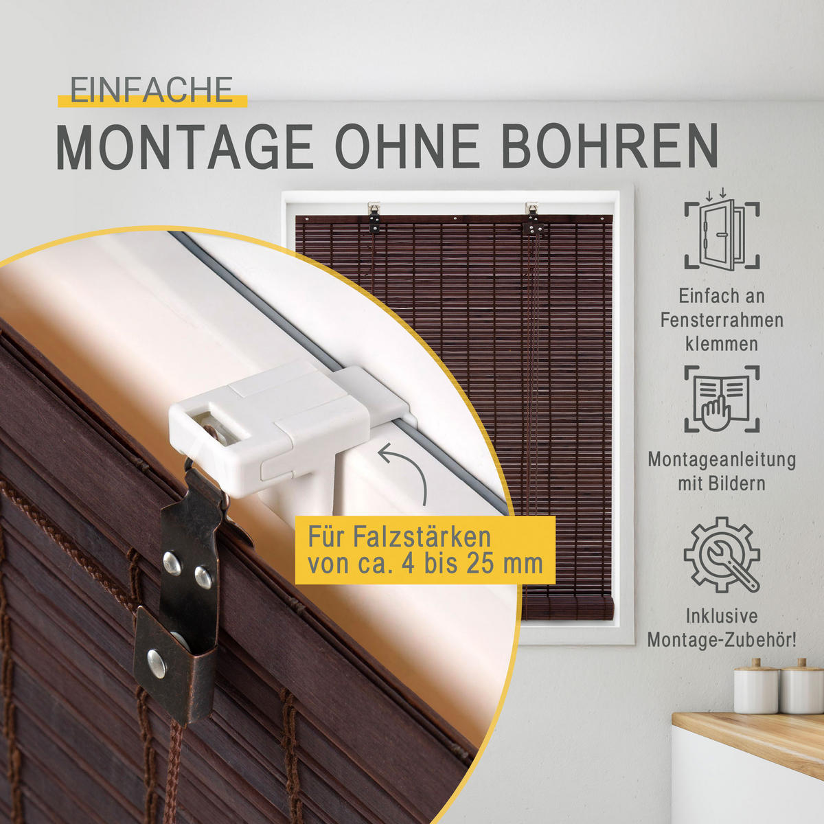 BAMBUSROLLO SolDecor BR7 90x160cm Braun - Braun, Holz (90/160cm) - Sol Royal