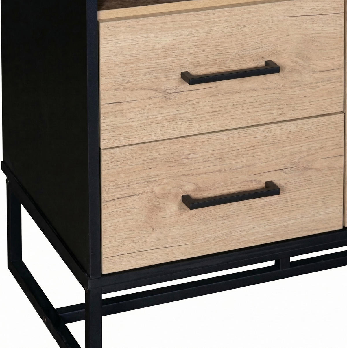 HIGHBOARD 80/180/40 cm Schwarz/Holzfarbe aus MDF mit 2 Schubladen - Schwarz, Holzwerkstoff (40/180/80cm) - OKMYHOME