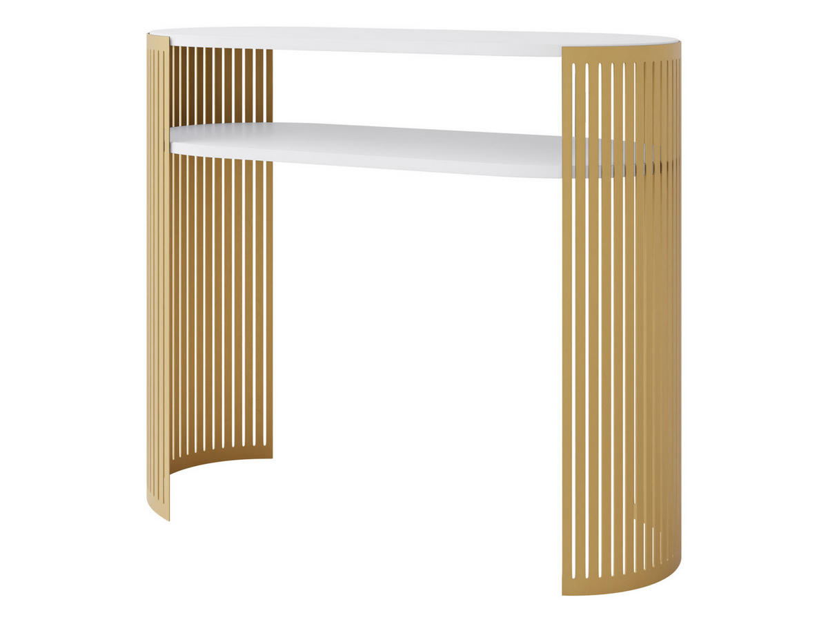 KONSOLENTISCH Fikoli Gold - Goldfarben/Weiß, Holzwerkstoff/Metall (30/100/86cm) - MIRJAN24