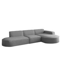 ECKSOFA Ottomane Palma Opera Velvet - Grau, Holzwerkstoff/Textil (296/165cm) - Fun Möbel