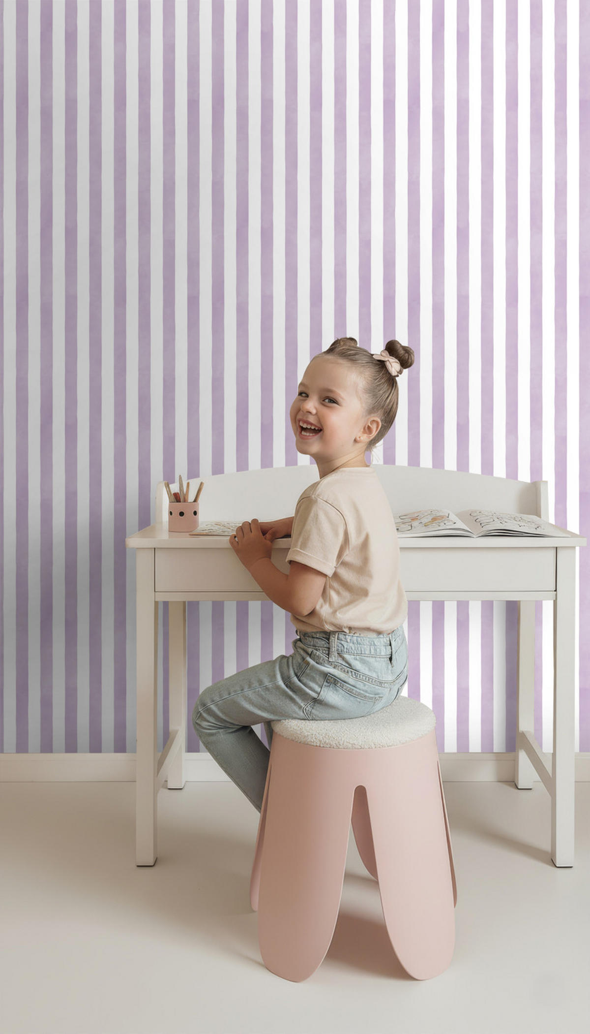 TAPETE Streifenmuster 53 cm x 10.05 m - Lila, Papier (53/0.1cm) - ESTAhome