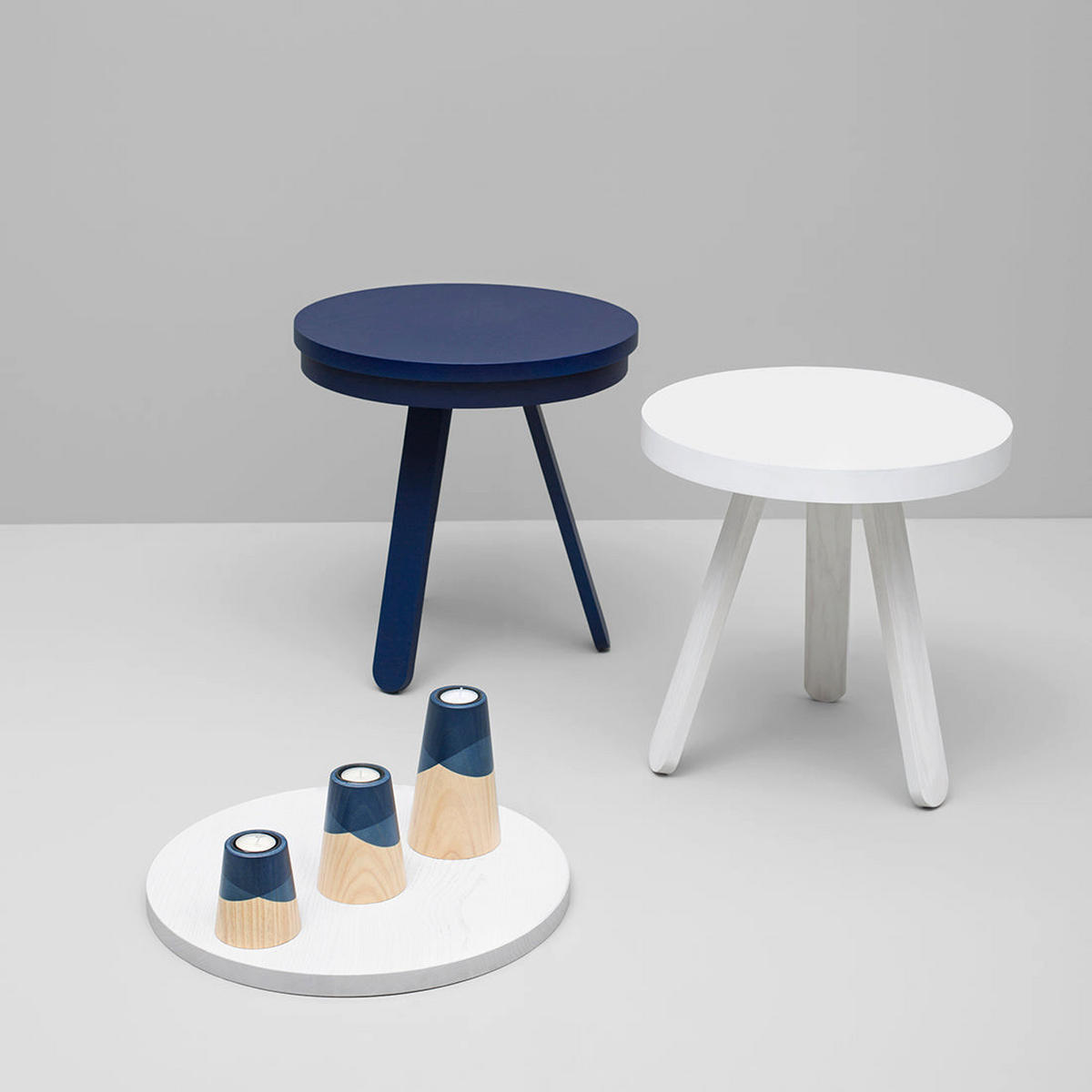 BEISTELLTISCH Batea S mit Tablett - Weiß, Holz (42/42/42cm) - Woodendot