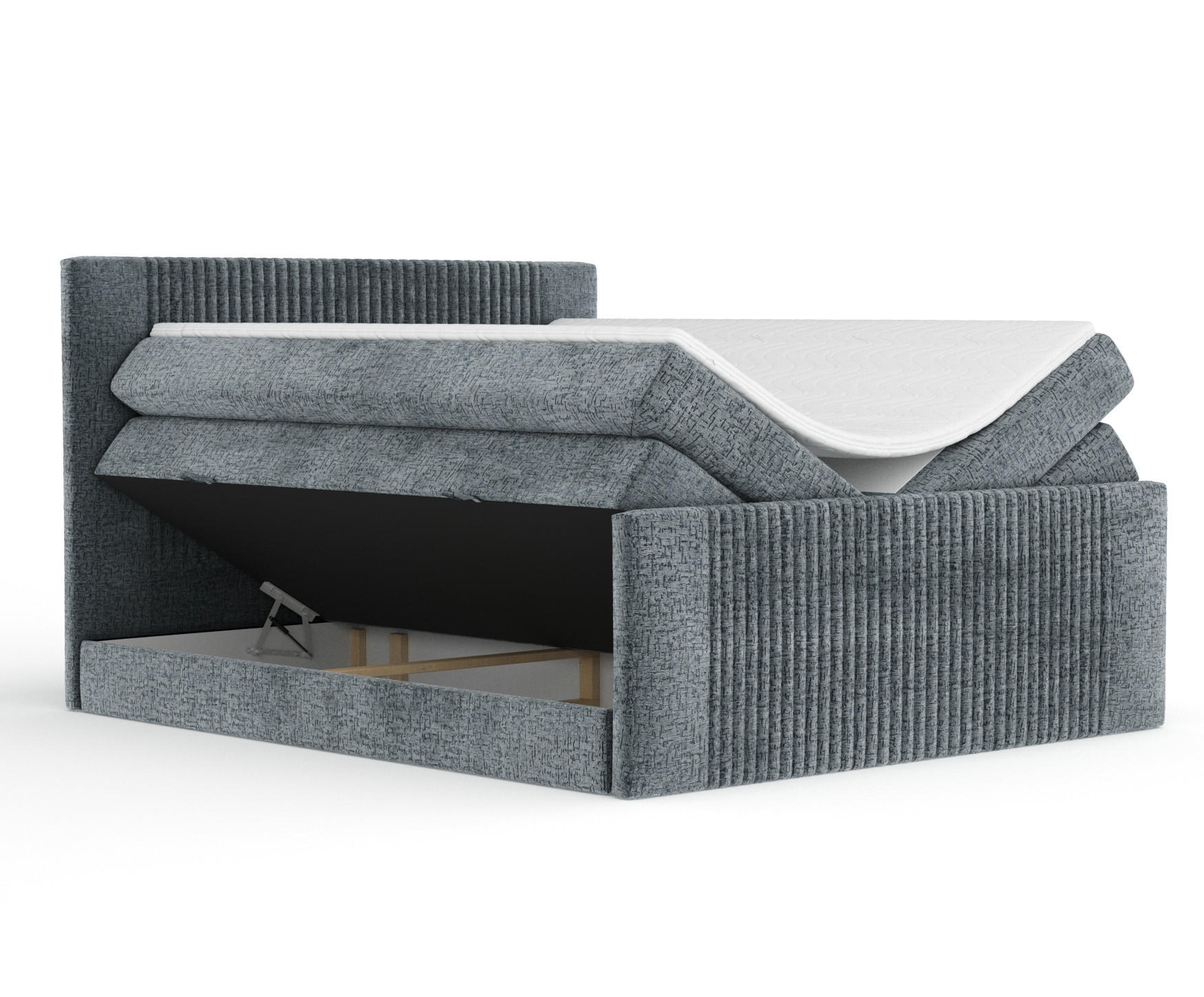 BOXSPRINGBETT Bergamo Blau Grau 160/200 cm - Blaugrau/Schwarz, Holz/Holzwerkstoff (160/200cm) - Maison de Reve