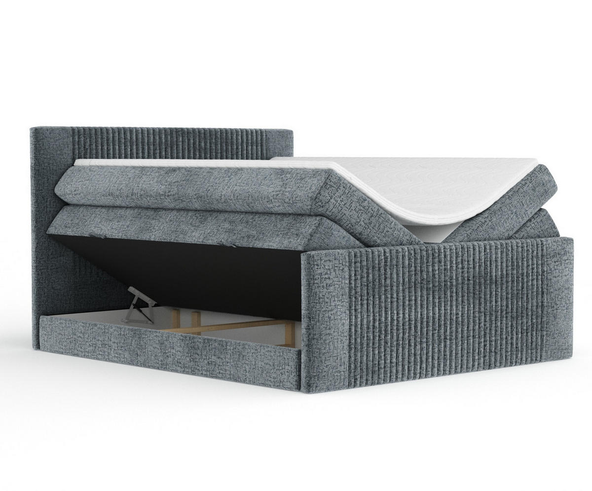 BOXSPRINGBETT Bergamo Blau Grau 160/200 cm - Blaugrau/Schwarz, Holz/Holzwerkstoff (160/200cm) - Maison de Reve