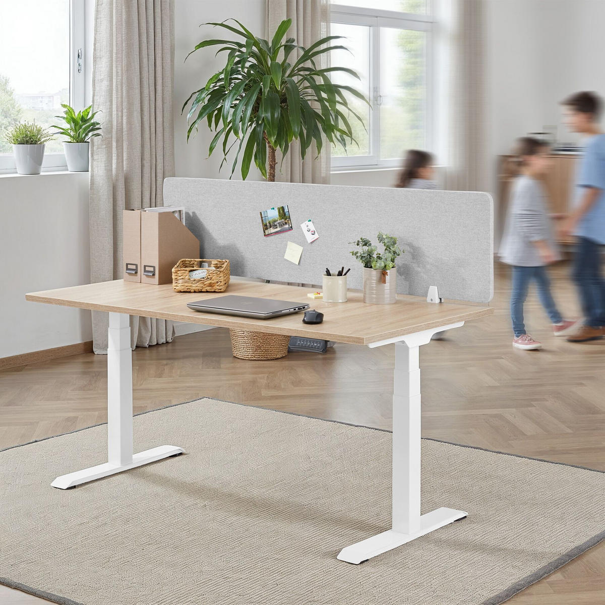 TRENNWAND für Schreibtisch Noisy,inkl. 2 Befestigungsklemmen,grau - Grau, Kunststoff (2.2/160/40cm) - tectake