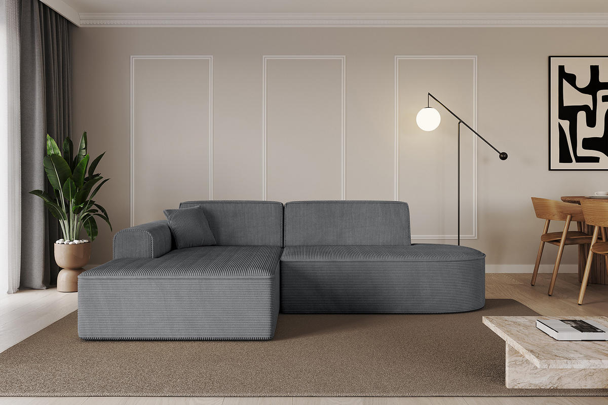 ECKSOFA Ottomane Links IREA-L1-v3 - 232x165x77 cm Duneklgrau - Dunkelgrau, Holzwerkstoff/Textil (232/165cm) - ALTDECOR