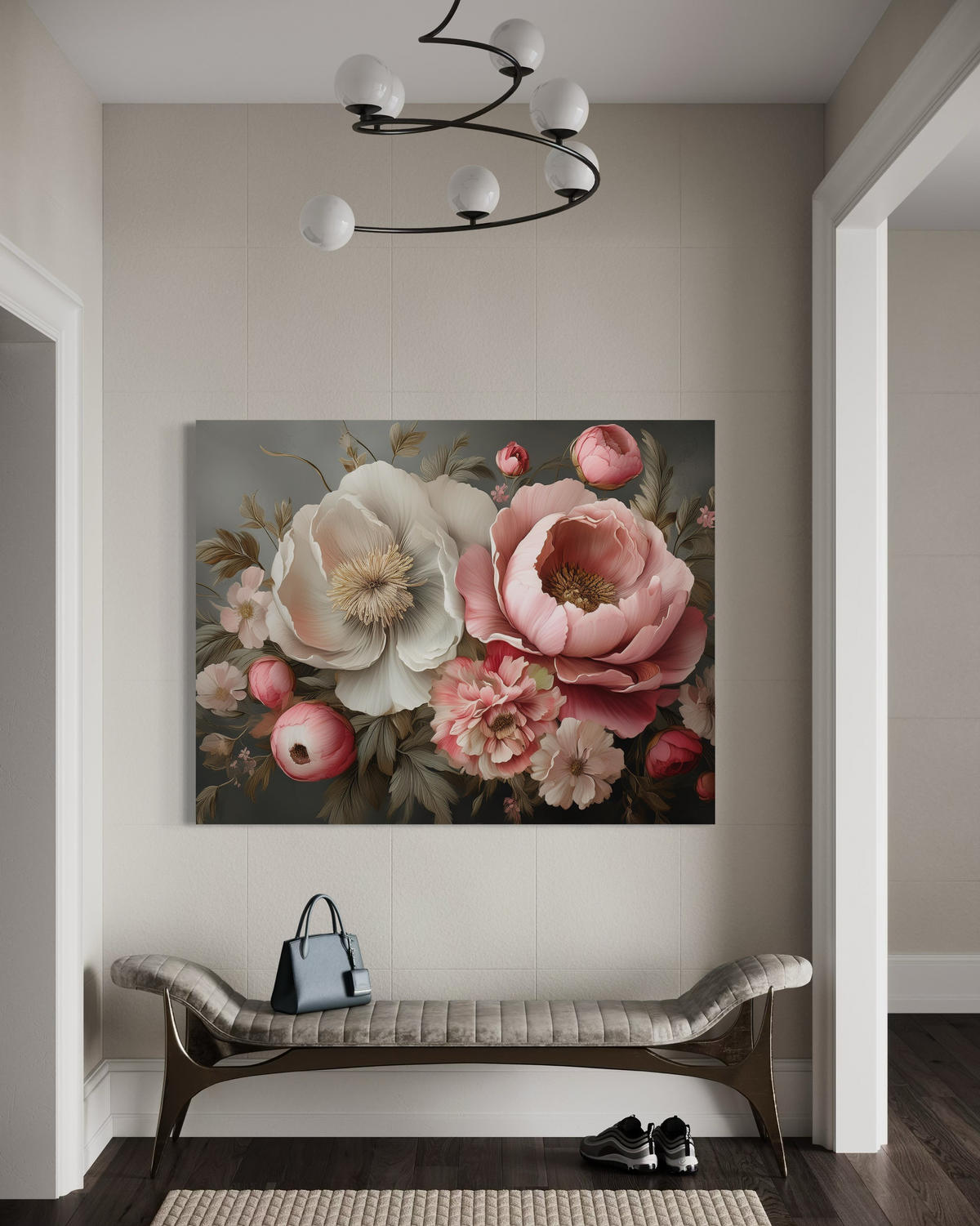 WANDBILD natur laubblumen rosa - Pink, Textil (60/40cm) - Feeby