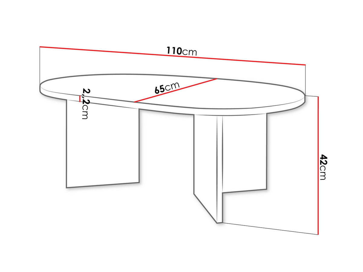 COUCHTISCH Gelizo 22 mm - Sandfarben, Holzwerkstoff (65/110/42cm) - MIRJAN24