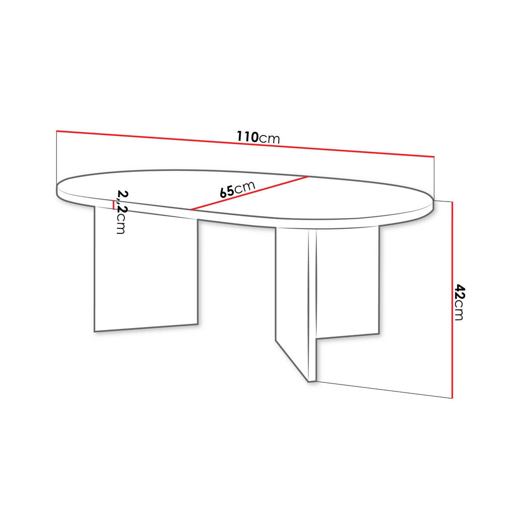 Thumbnail - Mirjan24 Couchtisch, Schwarz, Holzwerkstoff, Oval, 110x42x65 cm, Wohnzimmer, Wohnzimmertische, Couchtische