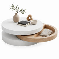 COUCHTISCH aus MDF 60x60x35,1 cm Weiß/Natur, 360° drehbar mit Stauraum - Weiß, Holzwerkstoff (60/60/35.1cm) - IVMEU