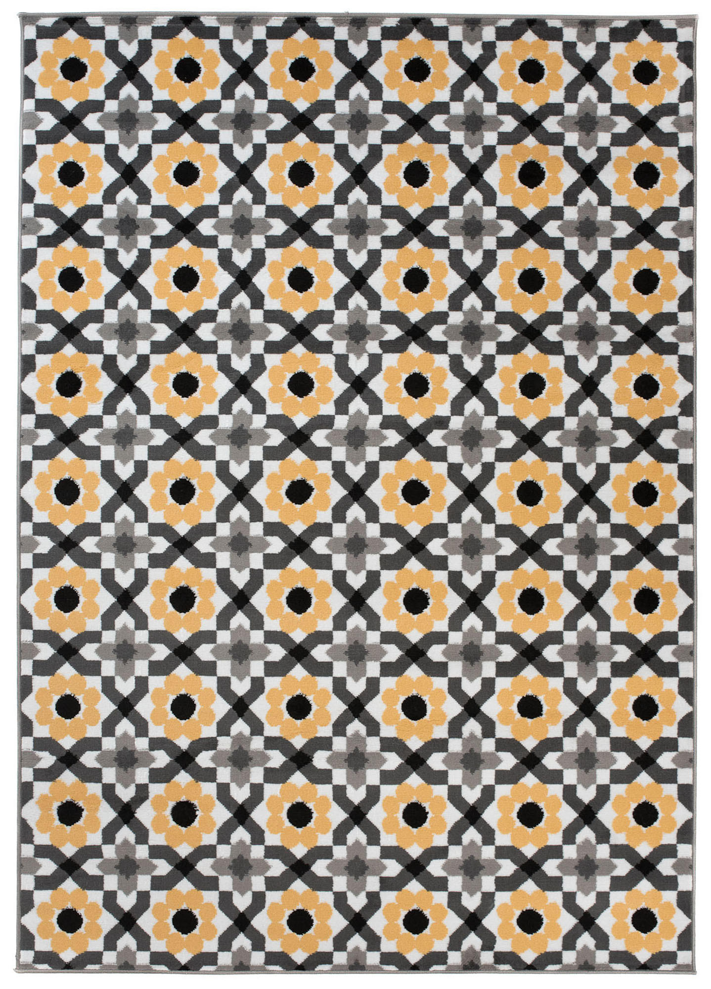 TEPPICH MAYA Gelb Floral Mosaik Geometrisch 200/300 cm - Gelb, Textil (200/300cm) - Tapiso