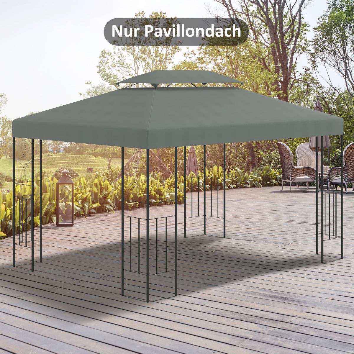 ERSATZDACH Dach 4x3 für Metall-Gartenpavillon Gartenzelt Partyzelt Dunkelgrau - Dunkelgrau, Kunststoff (300/20/400cm) - Outsunny