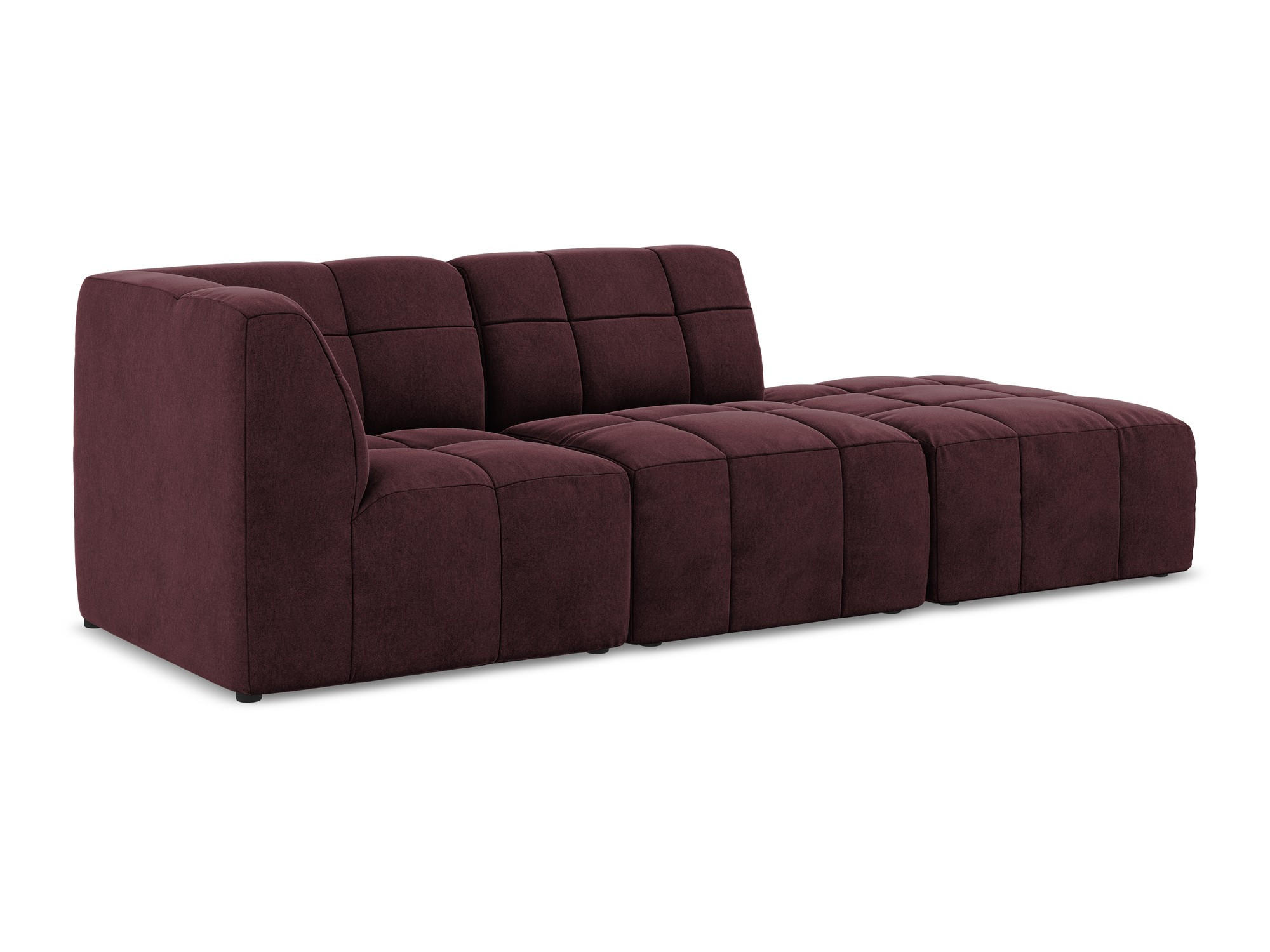 ECKSOFA Rechts Samt Stoff Rot - Weinrot/Schwarz, Holzwerkstoff/Kunststoff (240/90cm) - Makamii