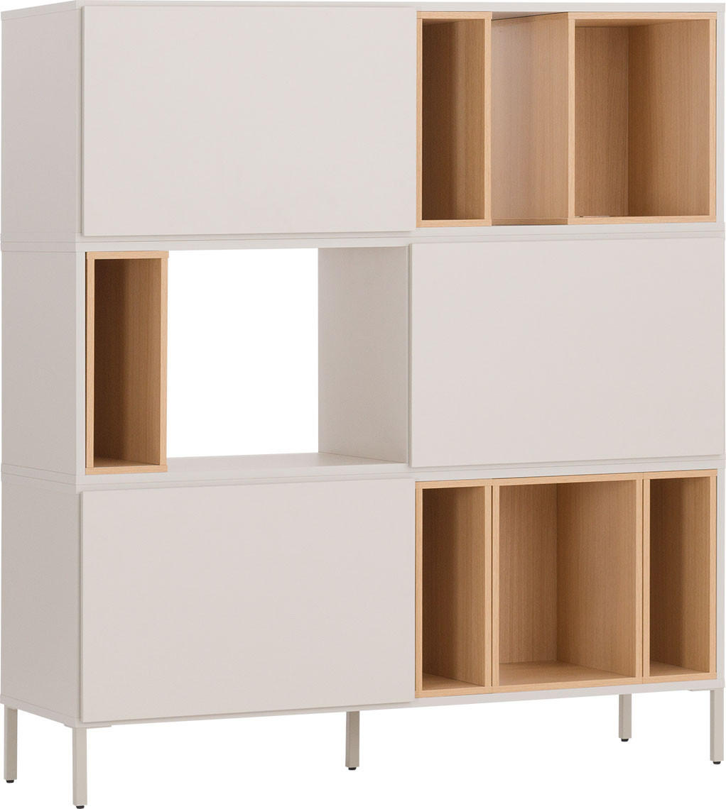 Vox Möbel Highboard Beige, Eiche 43.5x135x121 cm
