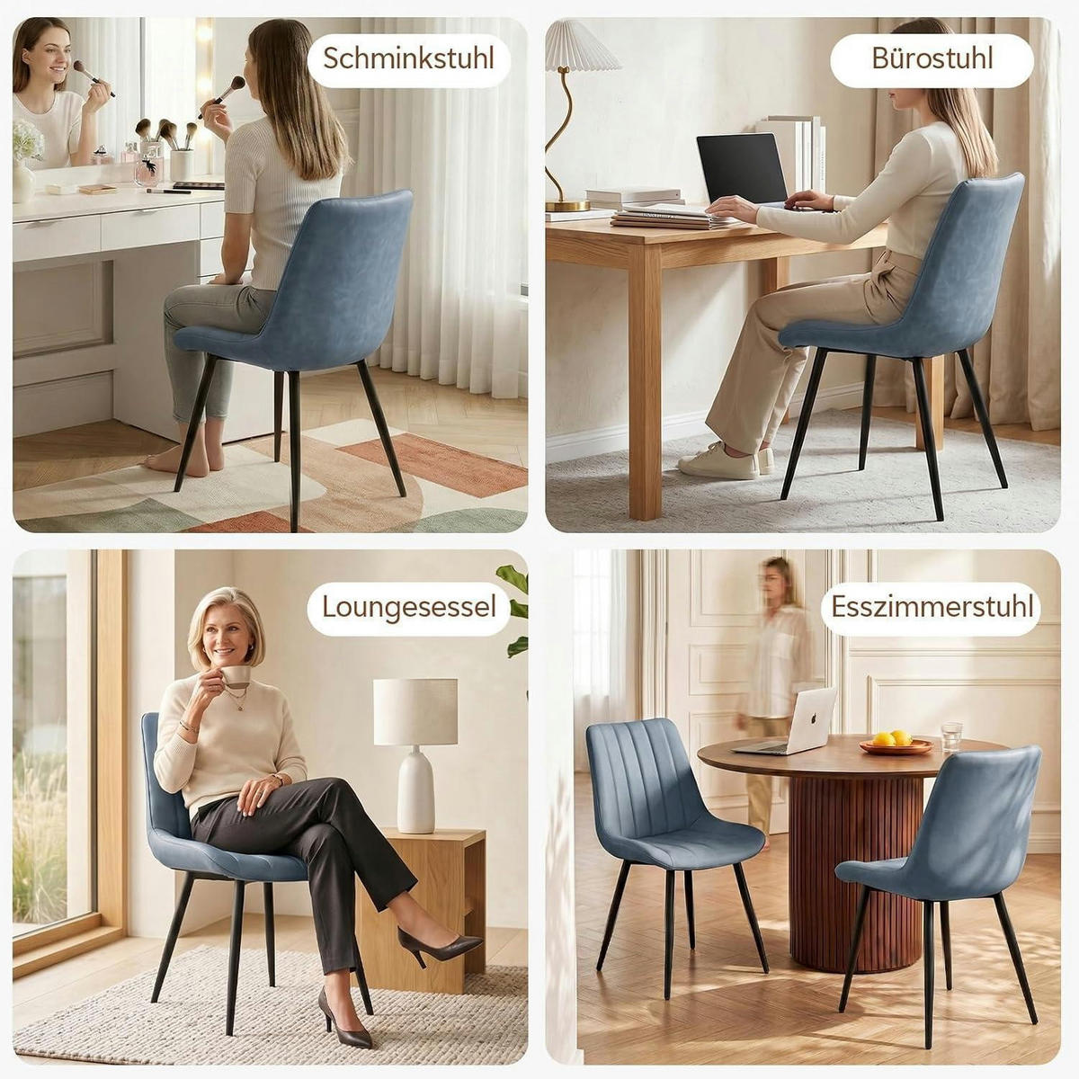 ESSZIMMERSTÜHLE Kunstleder Blau 4er Set - Blau, Kunststoff (53/85/42cm)