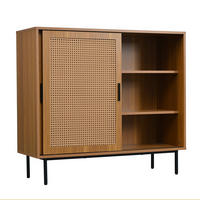 SIDEBOARD DE-38239 100/37/90 cm mit 2 Schiebetüren und verstellbaren Regalböden Walnuss - Walnussfarben, Holzwerkstoff (100/90/37cm) - ComfortXL
