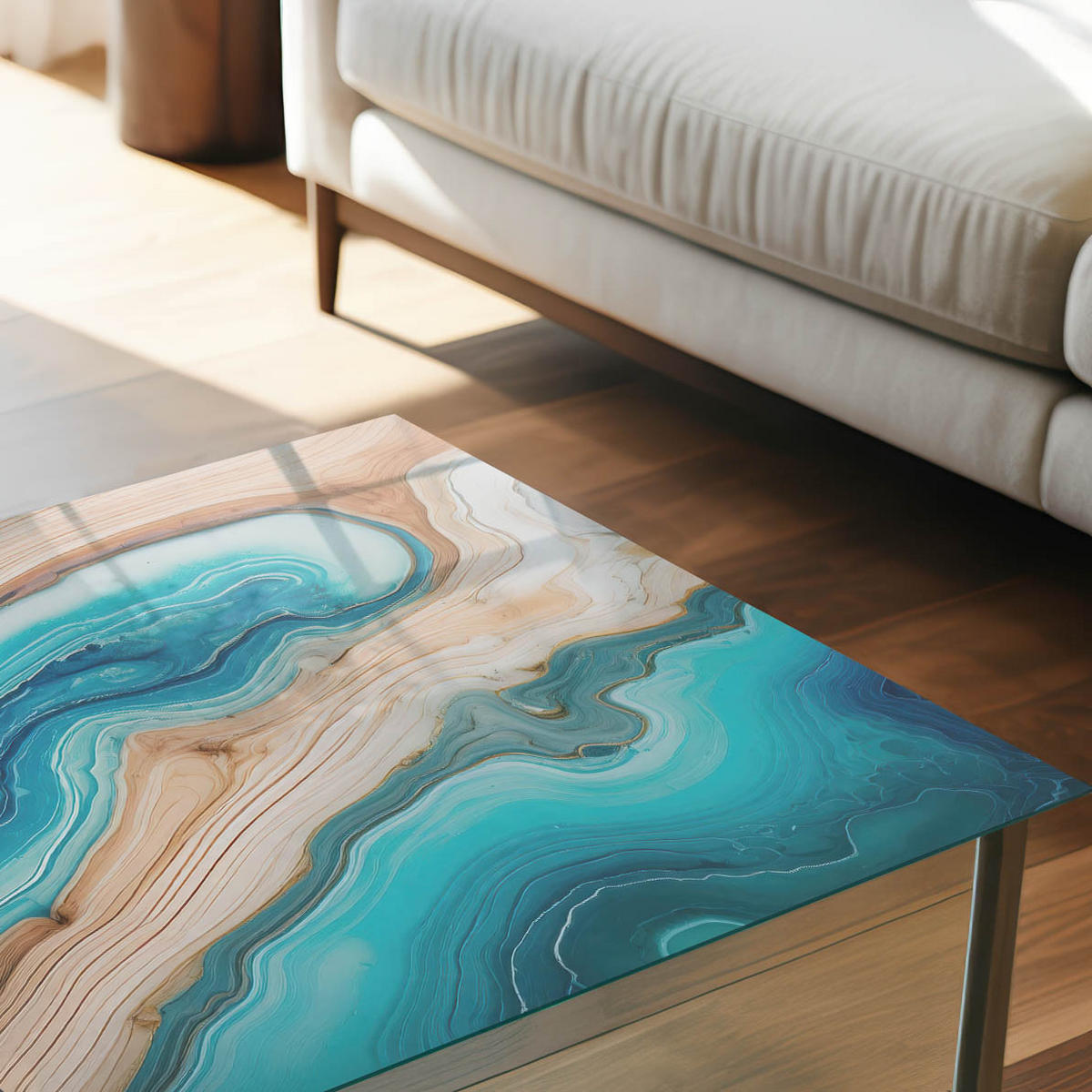 GLASPLATTE 80x60 cm – Wellenförmige Abstraktion - Braun, Glas (0.4/80/60cm) - ArtPrintCave