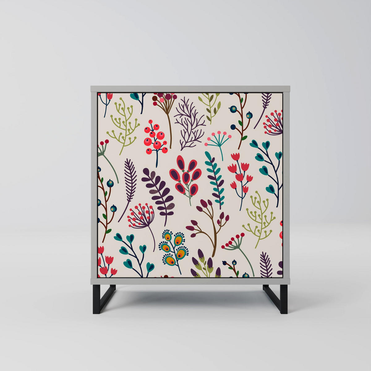 SIDEBOARD AUTUMN SUNDRIES, Grau, 57,5x42x57,5 cm, Ohne Füße - Multicolor/Grau, Holzwerkstoff (57.5/57.5/42cm) - SpaceRebels