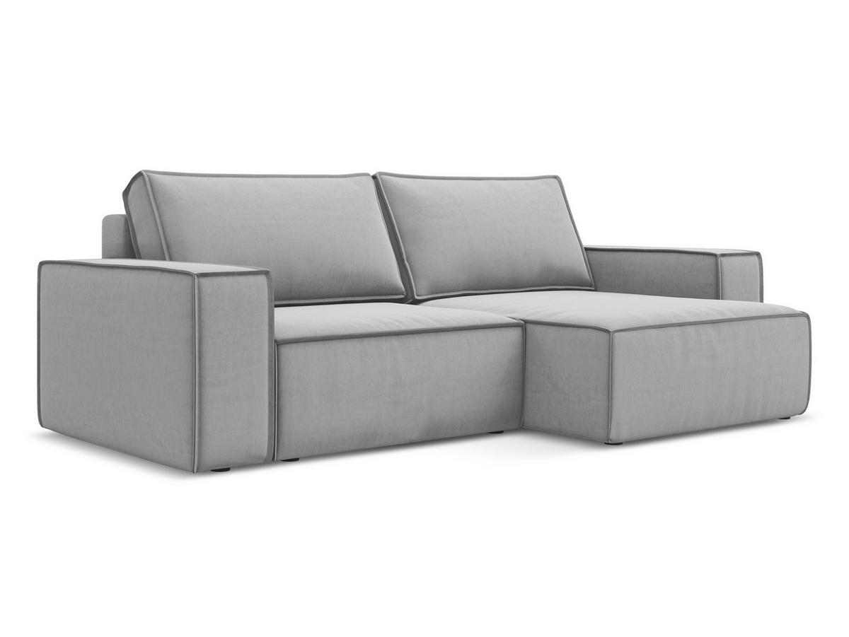 ECKSOFA mit Schlaffunktion Samt Stoff Grau - Schwarz/Grau, Kunststoff/Textil (257/148cm) - Makamii