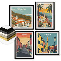 WANDBILDER 4er-Set - 50x50 cm & 40x60 cm Schwarzer Rahmen - Stadt- und Naturlandschaften - Schwarz, Kunststoff (50/50cm) - ArtPrintCave
