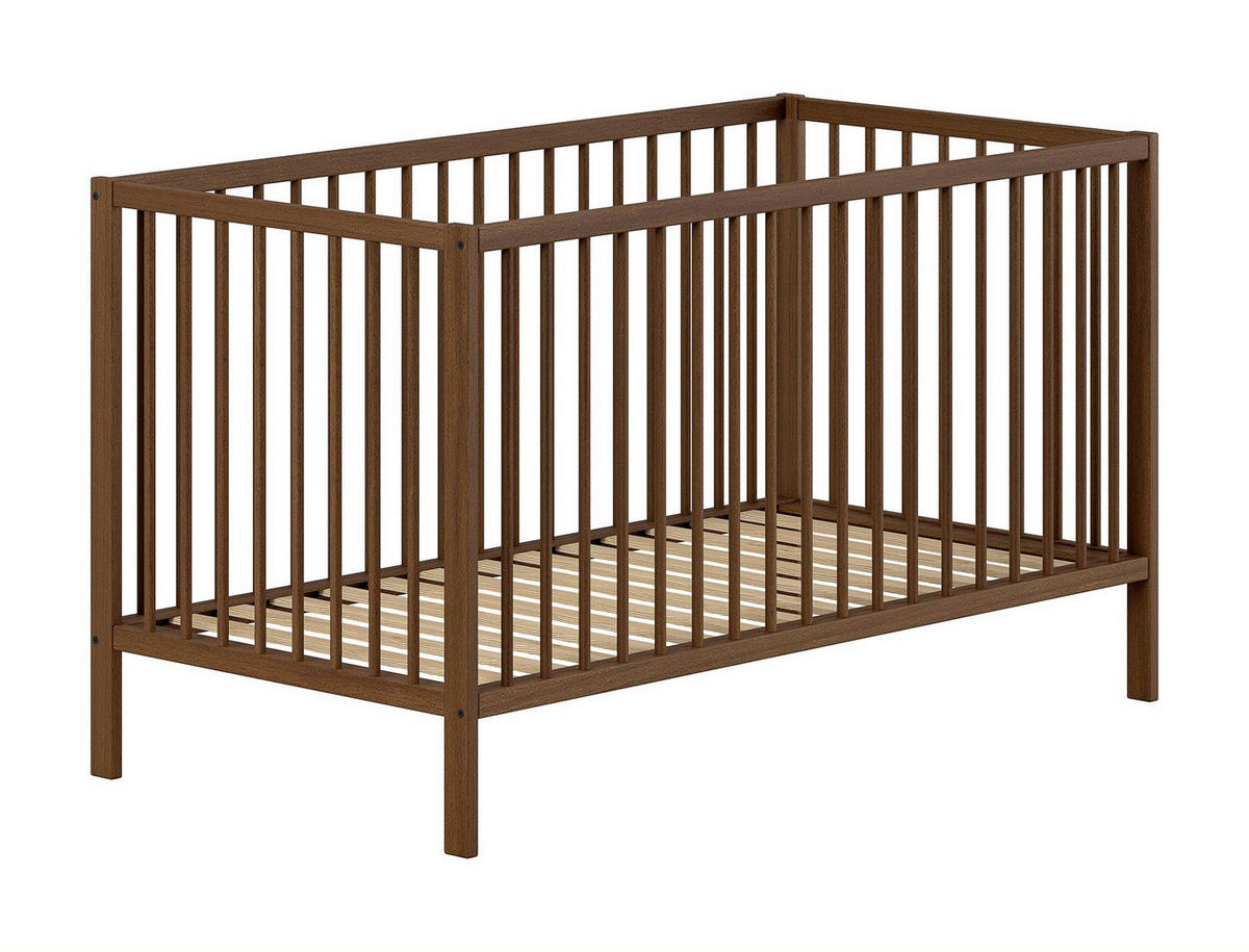 GITTERBETT Keira zum Juniorbett umbaubar Buche massiv nussbaum - Nussbaumfarben, Holz (70/140cm) - 58aufmkessel
