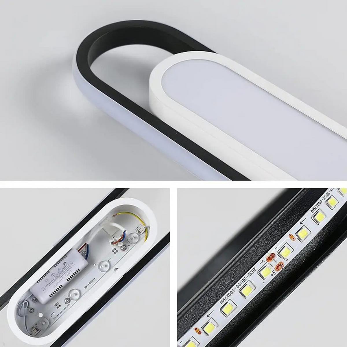 LED-DECKENLEUCHTE 40×12 cm - Schwarz, Kunststoff (40/12/5cm) - Coonoor